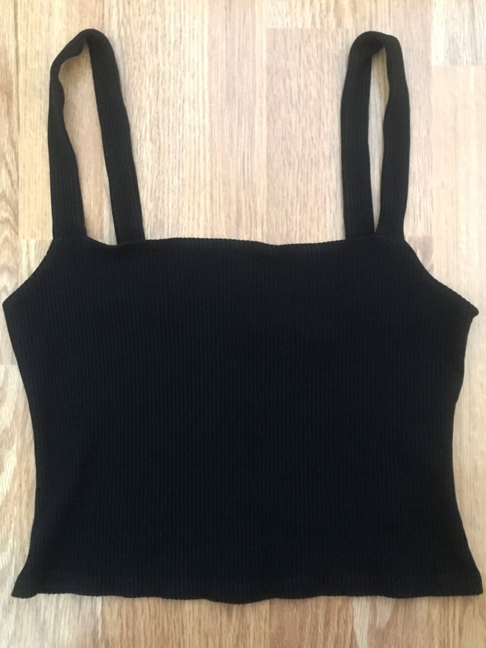 Reformation Black Ribbed Knit Crop Top with Stretch XL - Picture 2 of 7